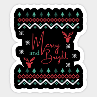 merry and bright ugly christmas sweater Sticker